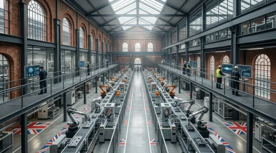 Modern British manufacturing facility showcasing smart factory automation and digital transformation