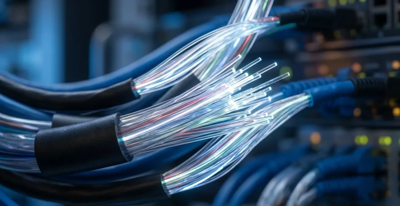 Macro photograph of data center infrastructure components