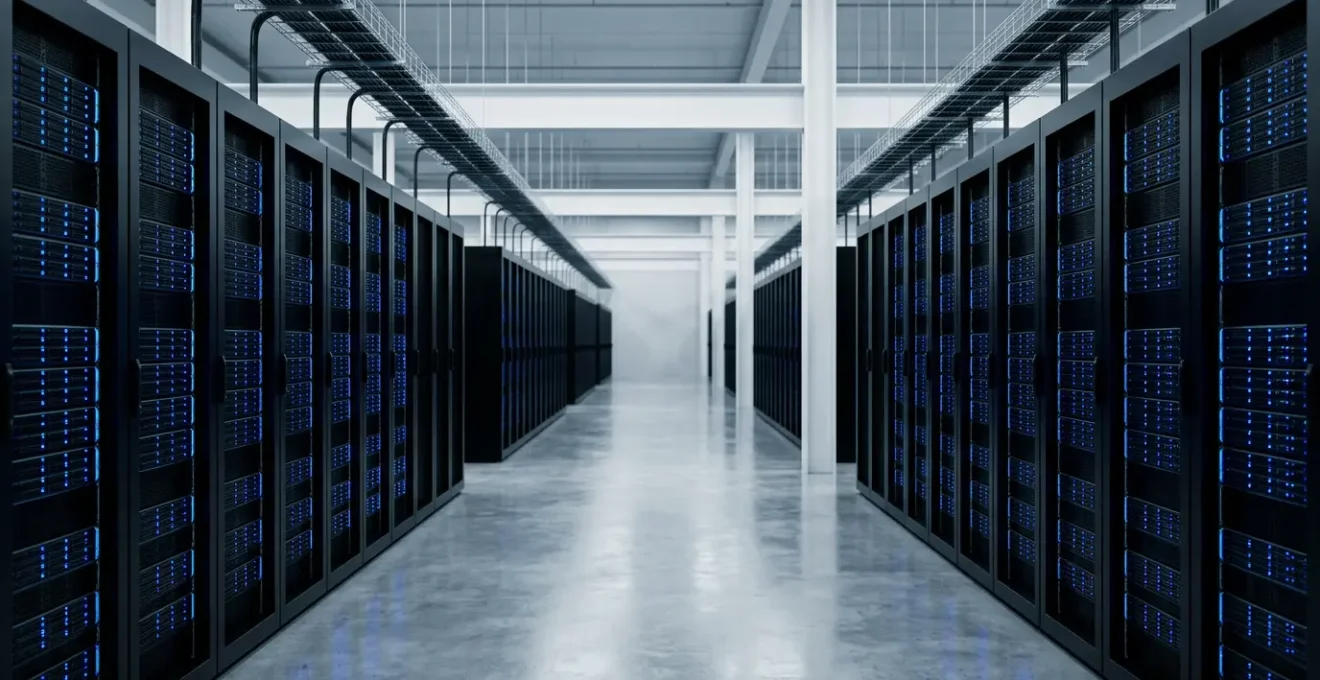 Cloud server infrastructure with network connections showing scaling capacity for Black Friday traffic