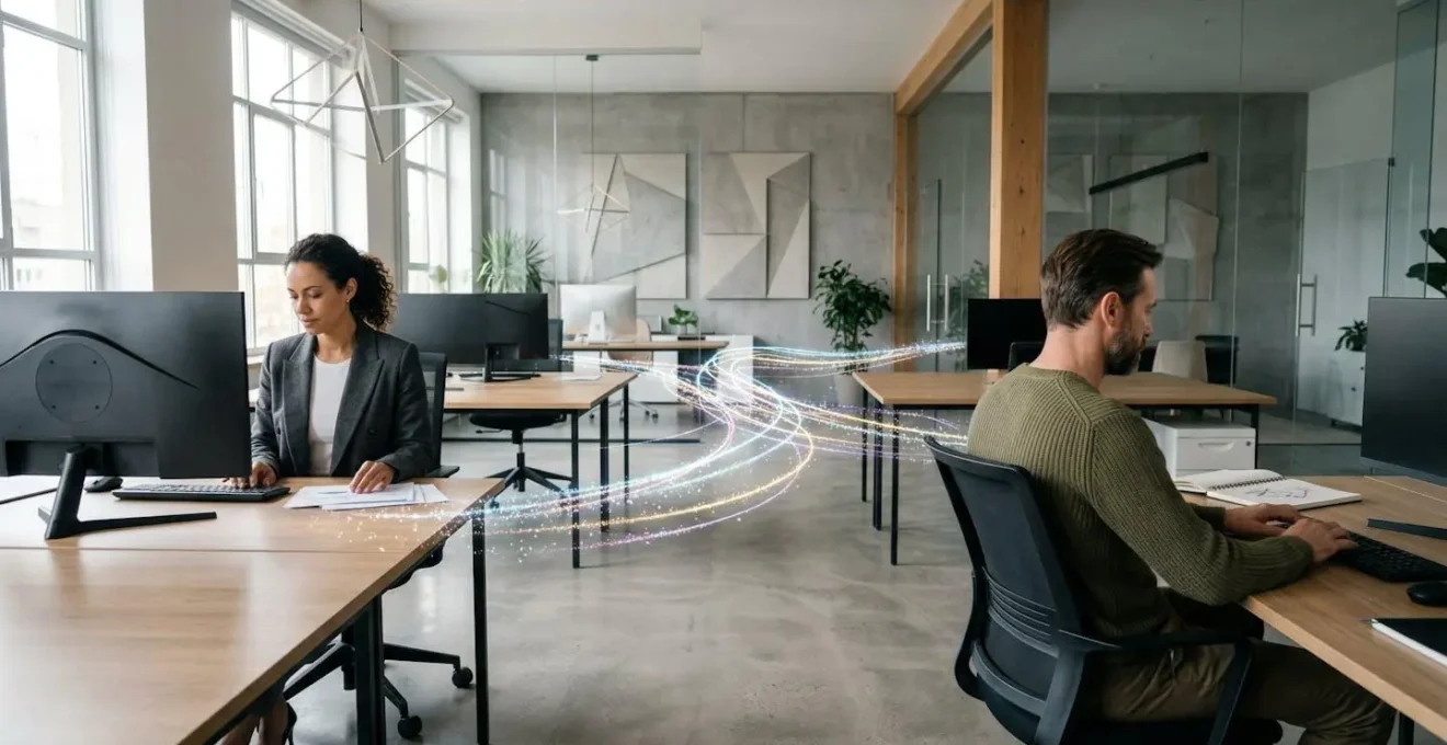 Professional teams collaborating through integrated digital workflow system