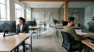 Professional teams collaborating through integrated digital workflow system