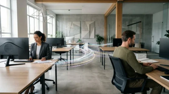 Professional teams collaborating through integrated digital workflow system