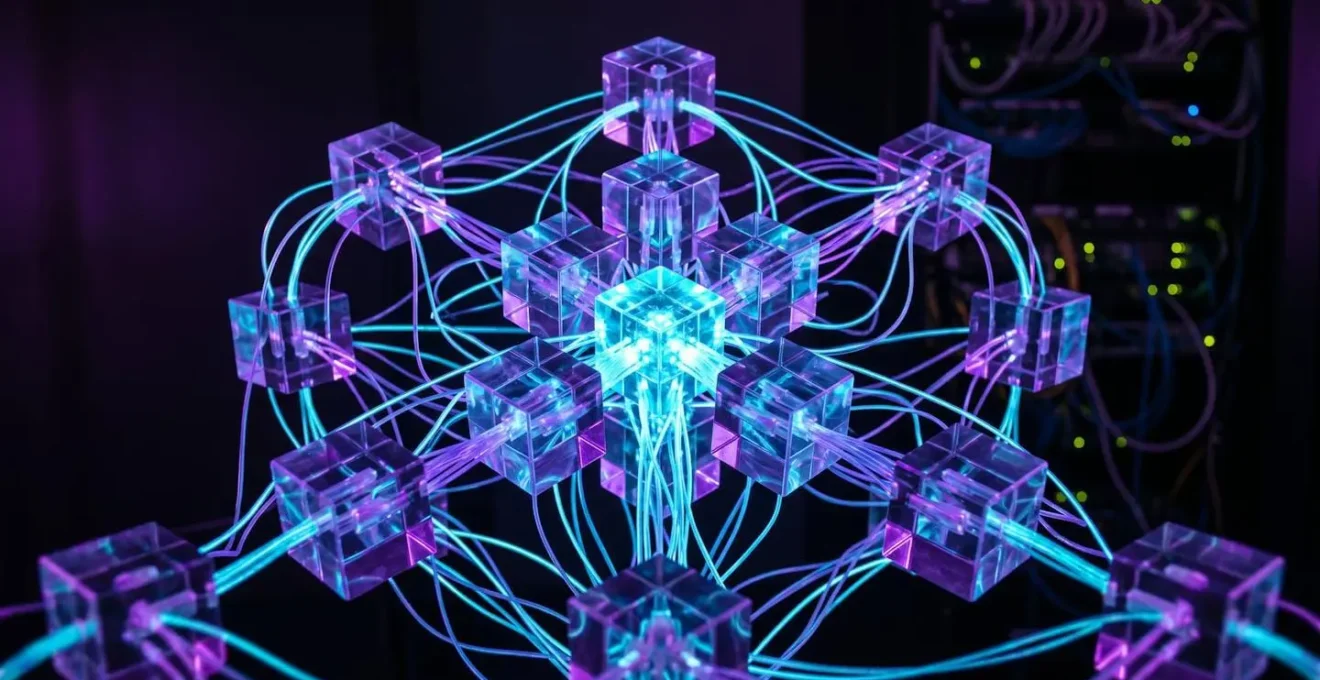 Abstract visualization of cryptographically secured audit trails with interconnected nodes