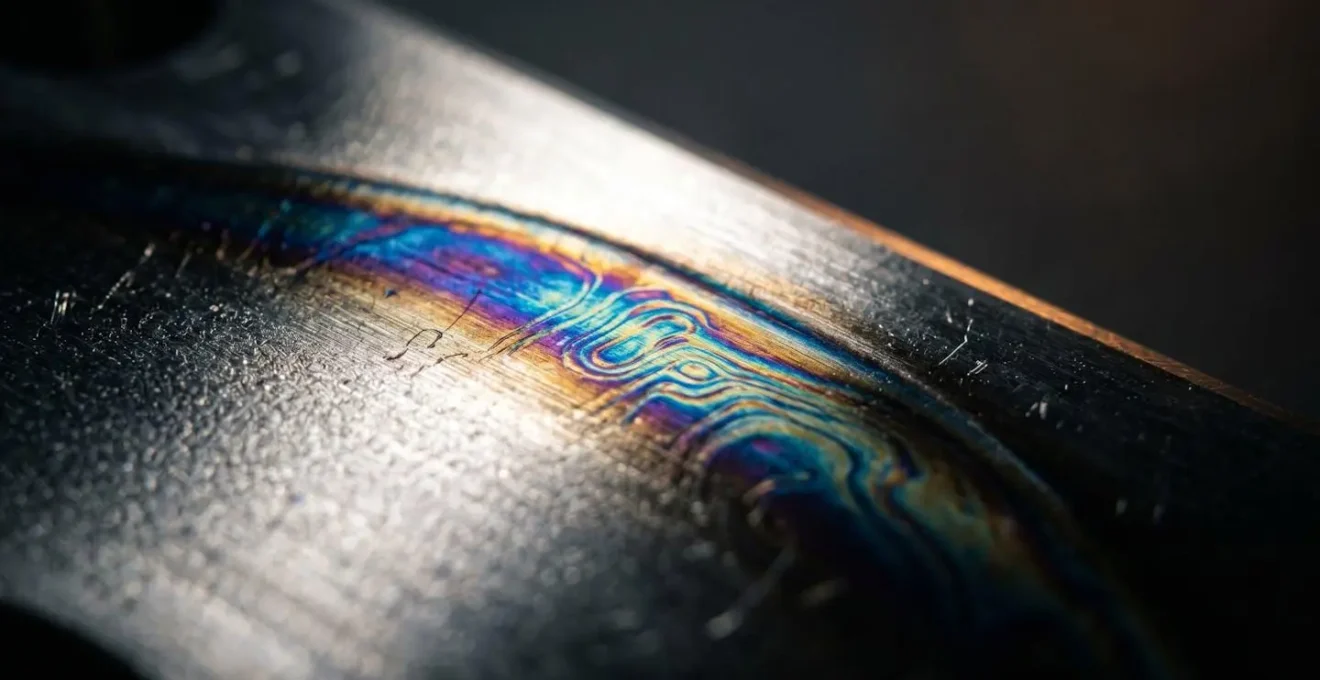 Close-up macro photograph of a developer testing environment with abstract code reflection patterns