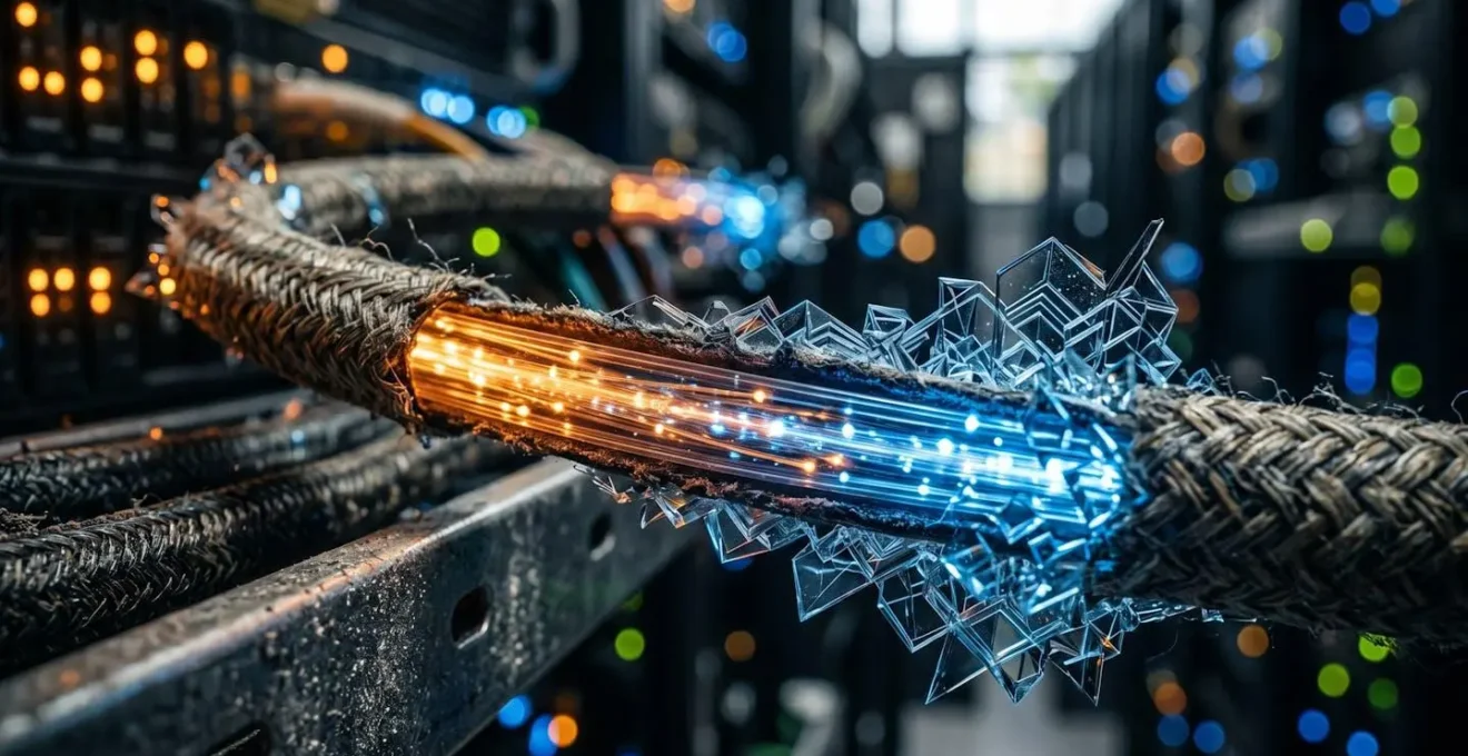 Close-up macro view of data transformation from legacy formats to modern HL7 standards