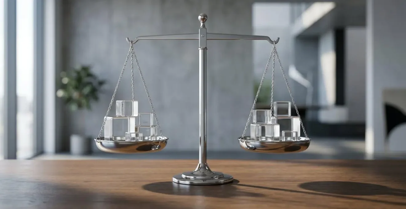 Abstract visualization of balanced performance metrics across different departments