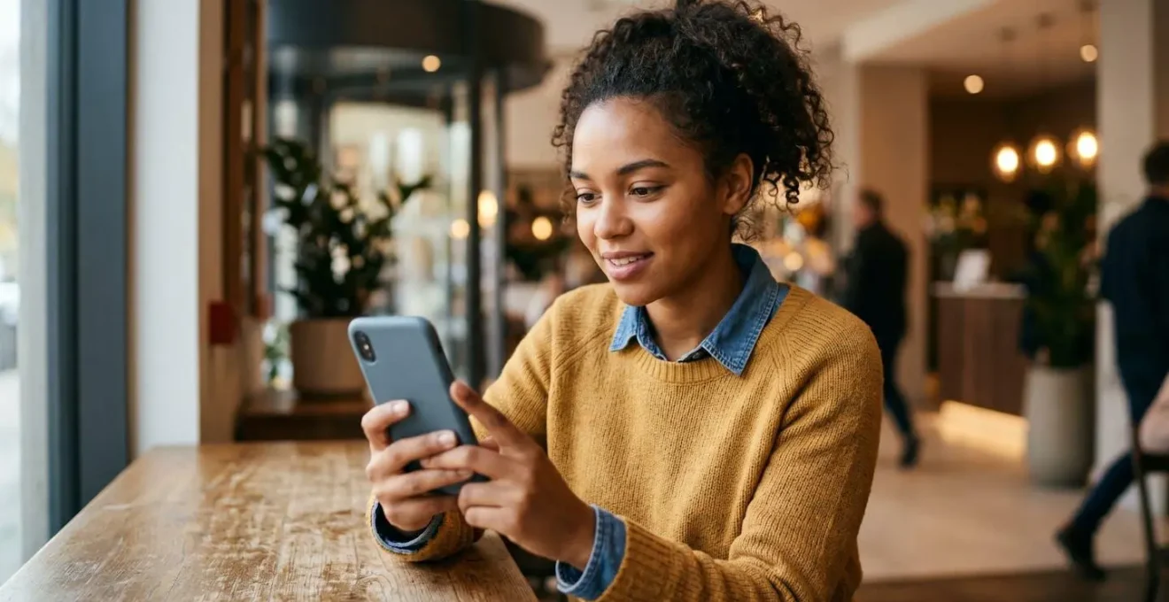 Hospitality worker using mobile onboarding app during pre-arrival training phase