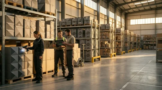Modern UK retail warehouse showing efficient inventory management and strategic stock organization