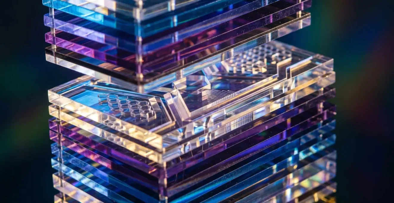 Abstract macro shot of network security layers with multiple authentication points